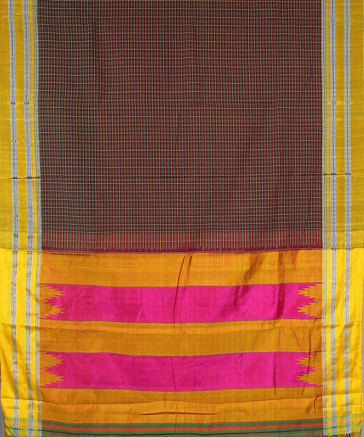 maroon green checks handwoven gomi teni border ilkal saree