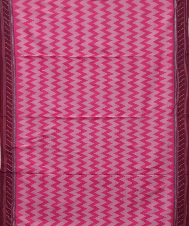 Pink maroon handwoven nuapatana ikat cotton saree