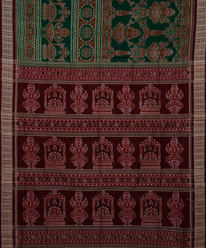 Burgundy bottle green handloom cotton sambalpuri saree