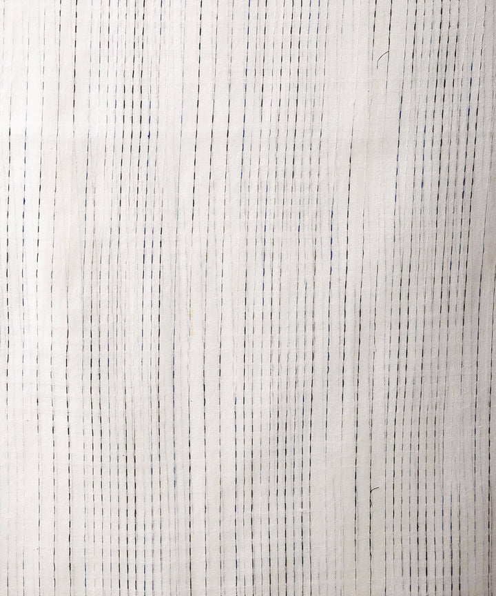 Handwoven cotton white kantha work stole