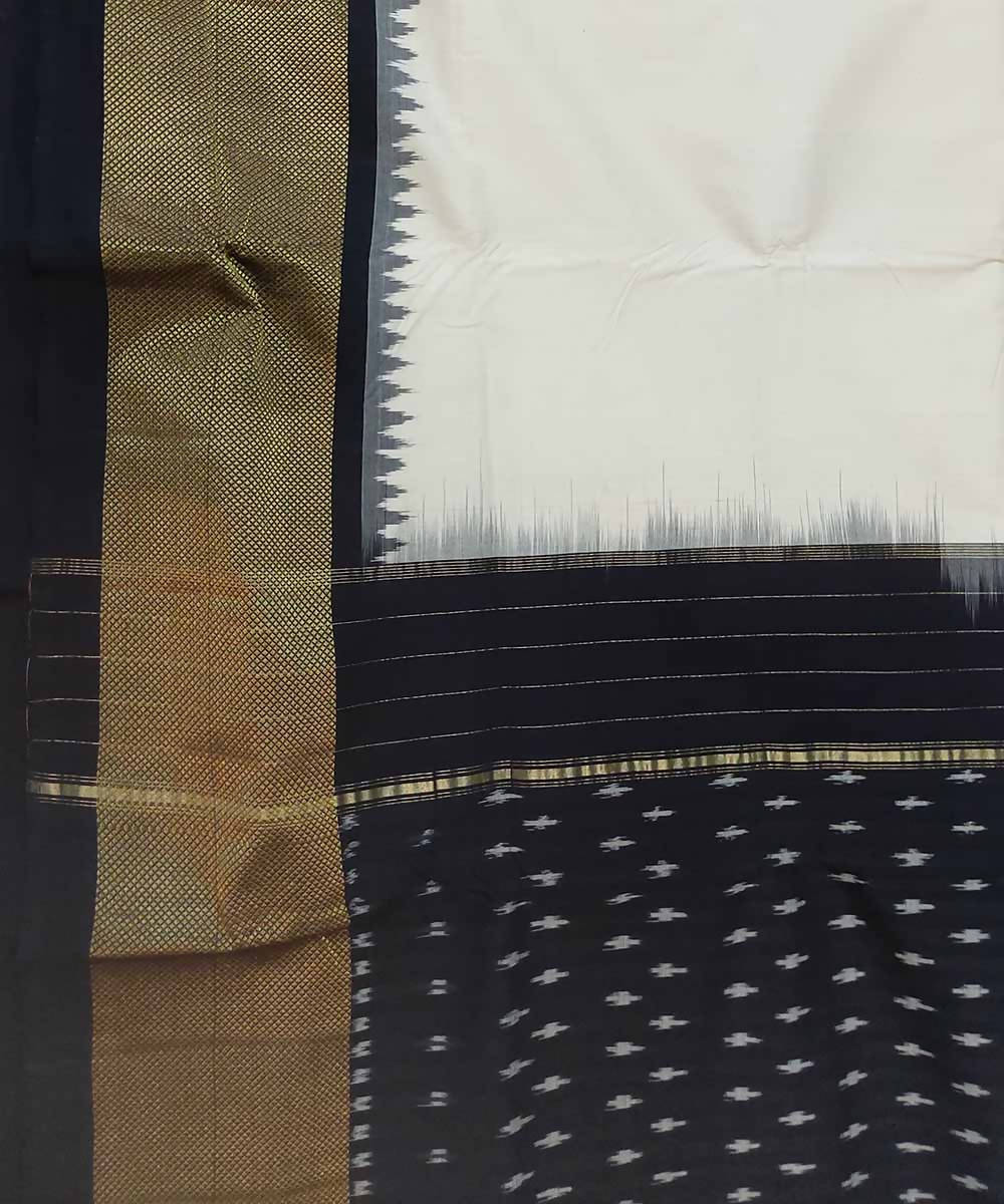 Mist white handwoven cotton ikat pochampally saree