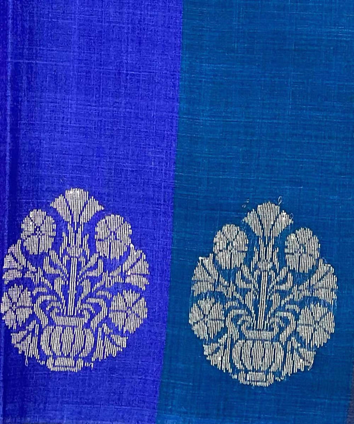 Blue handwoven striped tussar silk saree