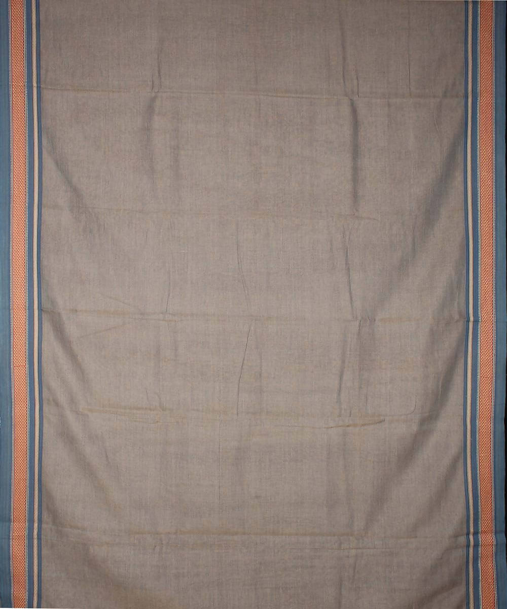 Beige handspun handwoven natural dye cotton saree