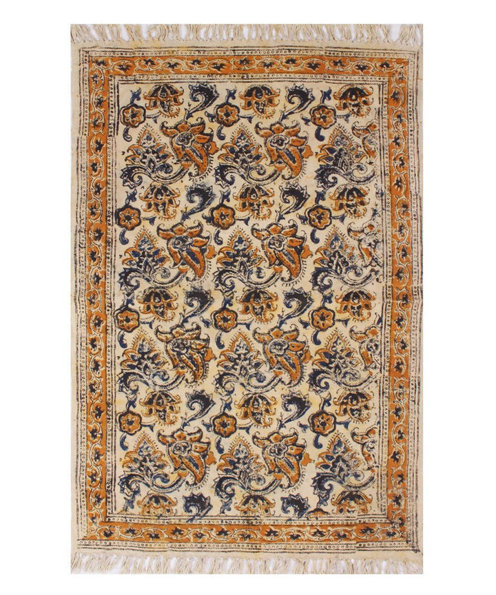 Floral Design Kalamkari Cotton Dhurrie