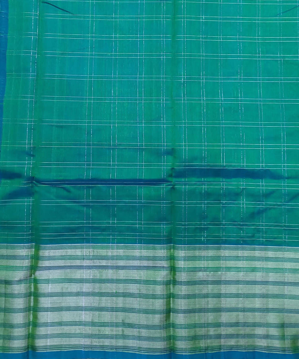 Blue Green Batani Butta Zari Checks Handwoven Sico Venkatagiri Saree