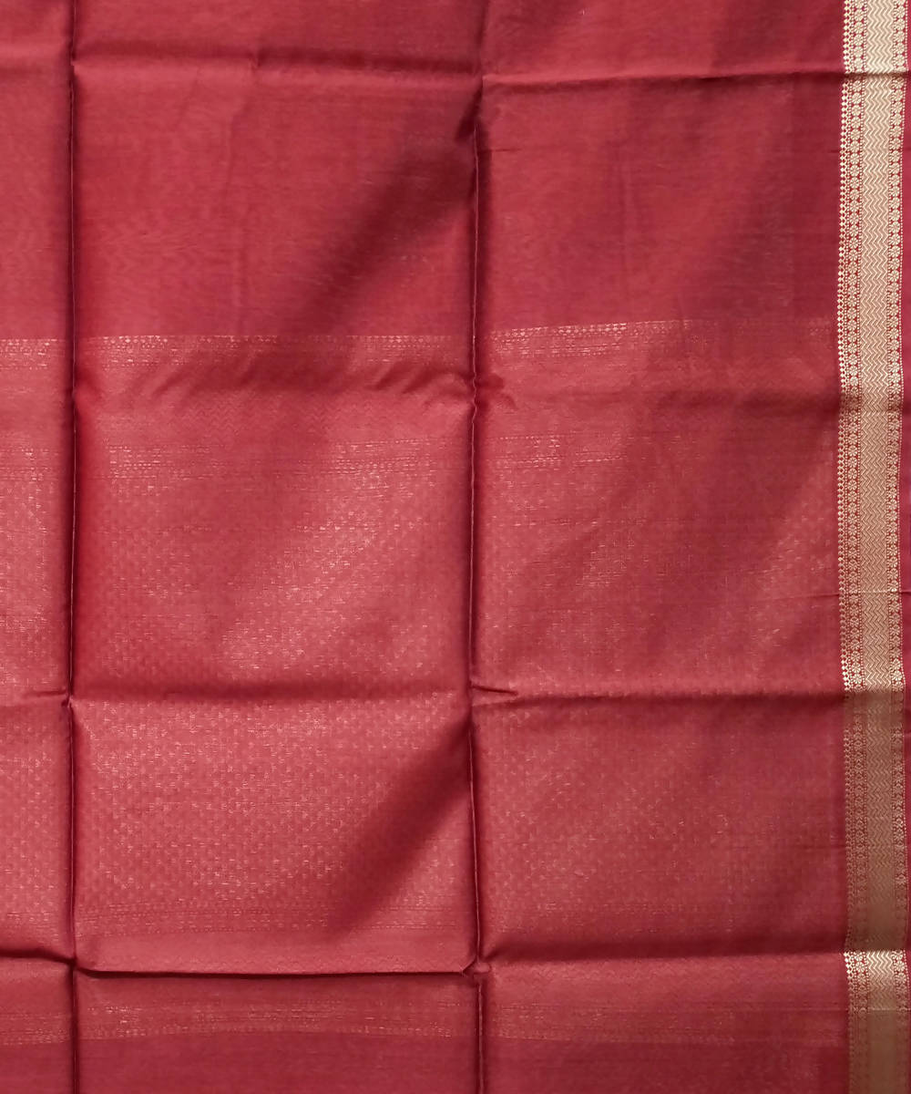 Dark red cream handwoven cotton silk maheshwari saree