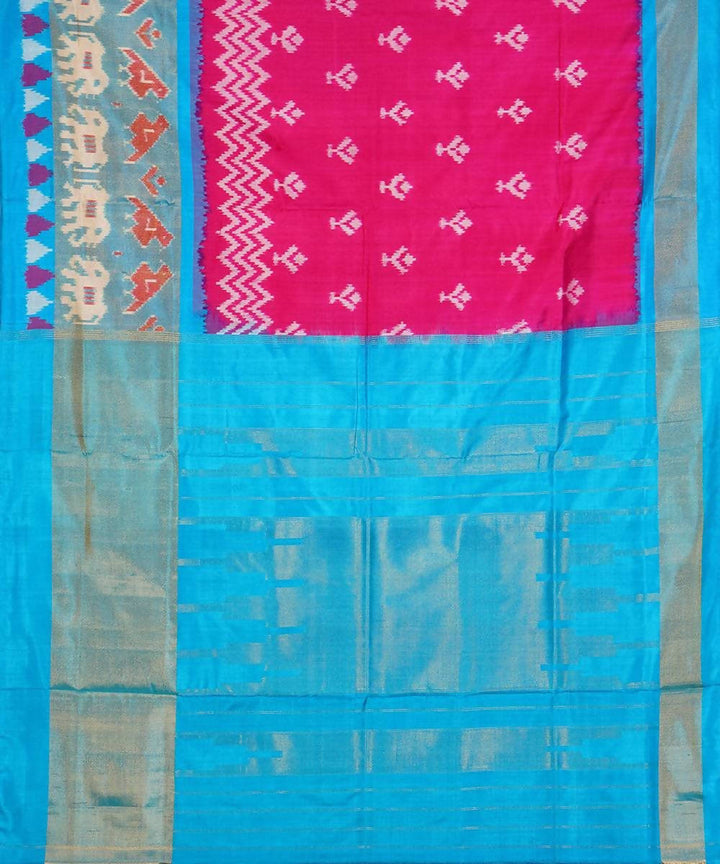 Pink sky blue handloom silk pochampally saree