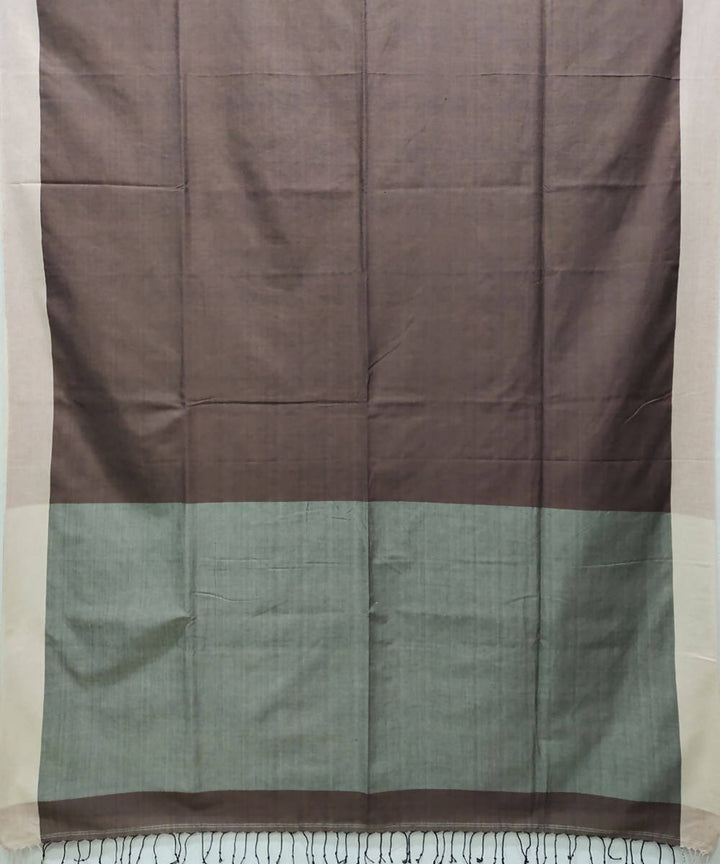 Brown handloom handspun cotton saree