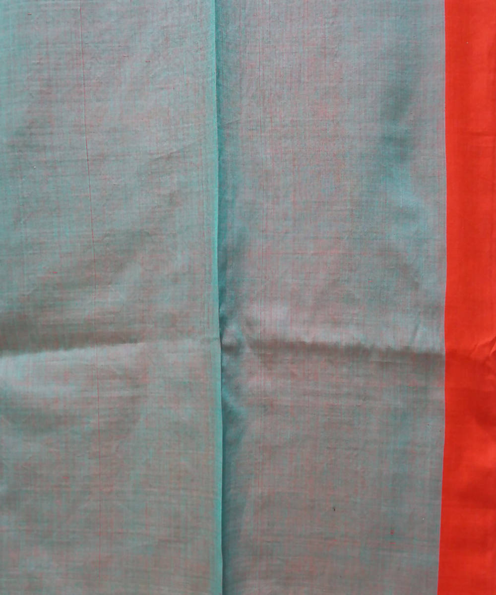 Bengal handspun handwoven cotton cyan blue saree