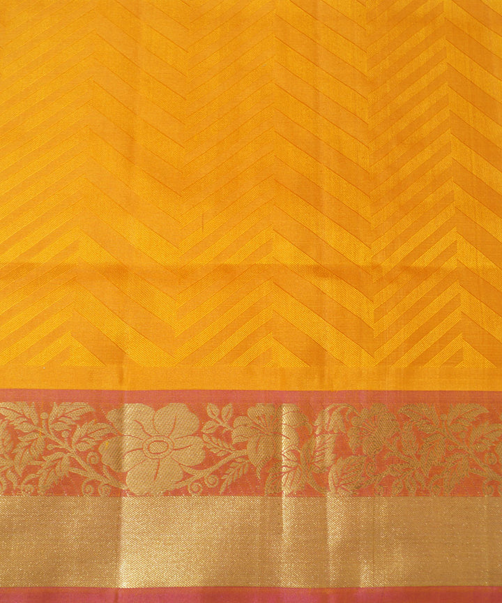 Mustard Yellow Pink Handloom Soft Silk Saree