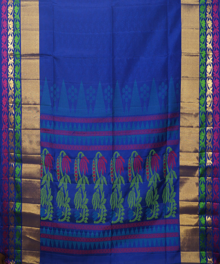 Thanthai Periyar Blue Handloom Silk Saree