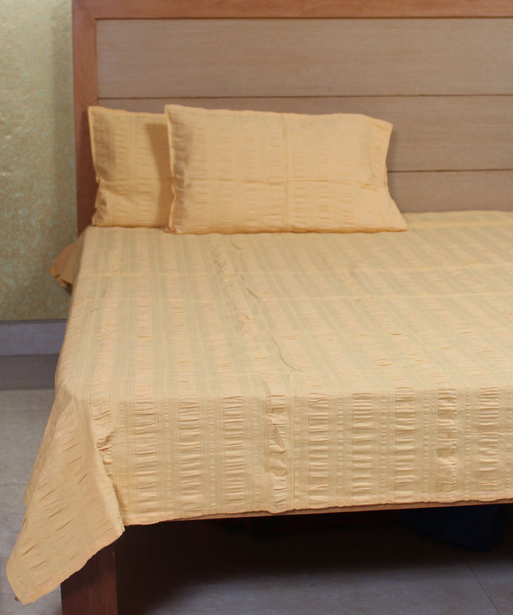 Handloom Cream Cotton Bedcover