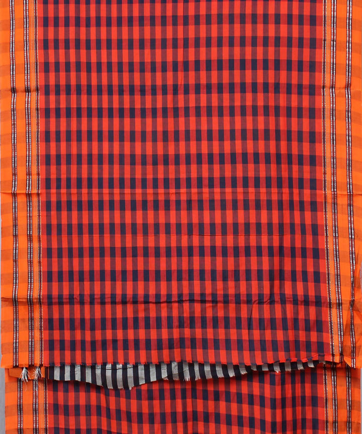 red navy checks handwoven gomi teni border ilkal saree