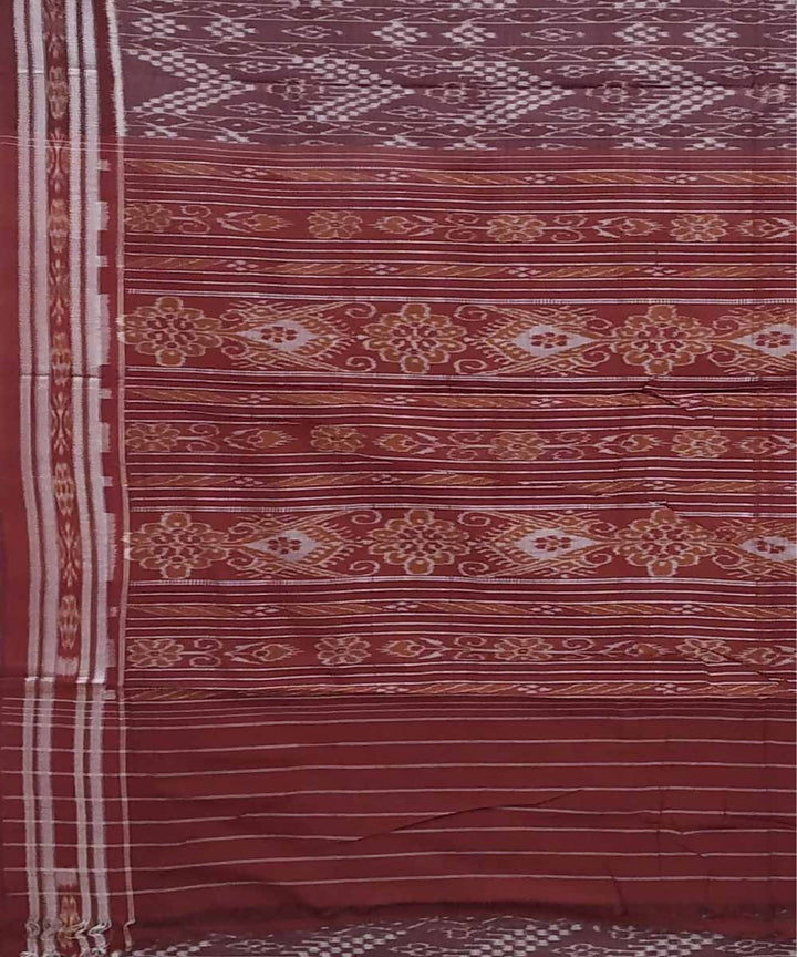 Mahogany brown handwoven cotton ikat nuapatna saree