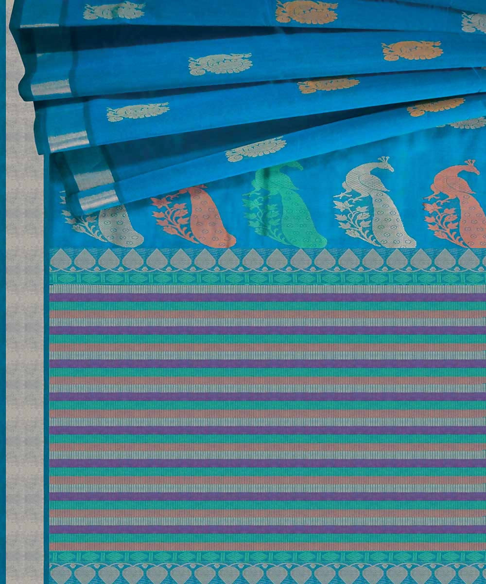 Light blue handwoven paramakudi cotton saree