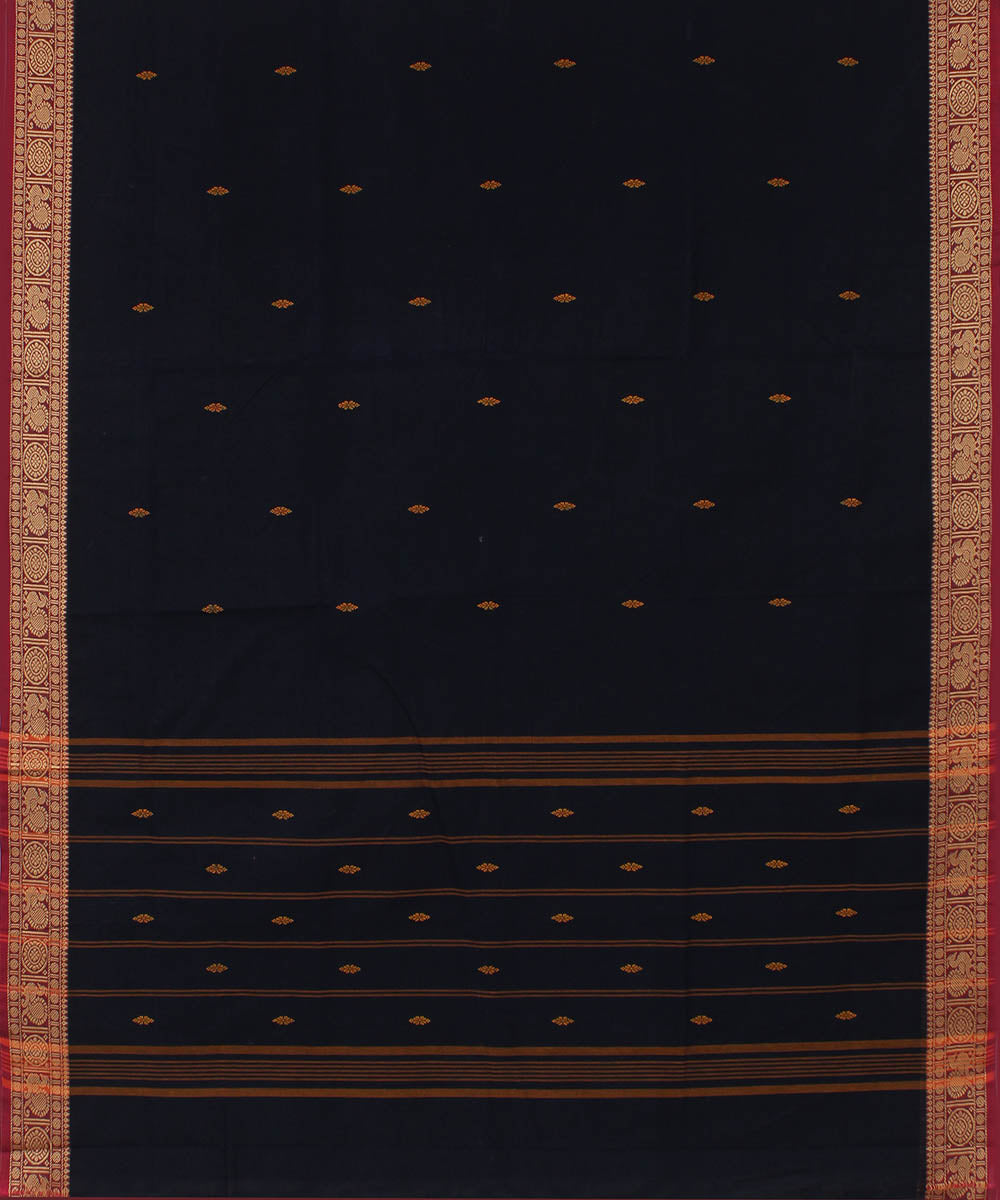 Navy Blue cotton handwoven venkatagiri saree