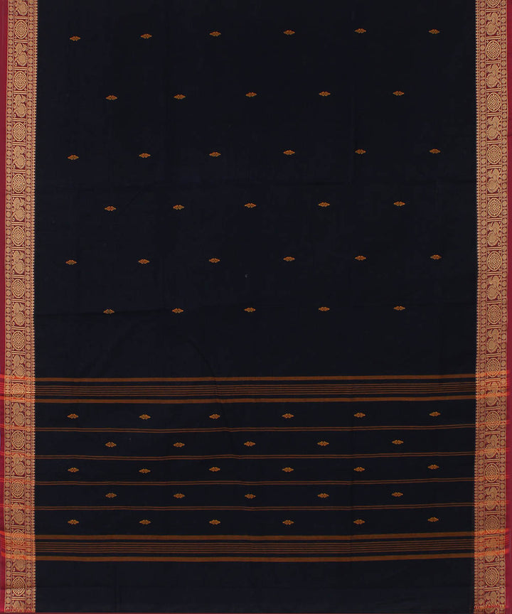Navy Blue cotton handwoven venkatagiri saree