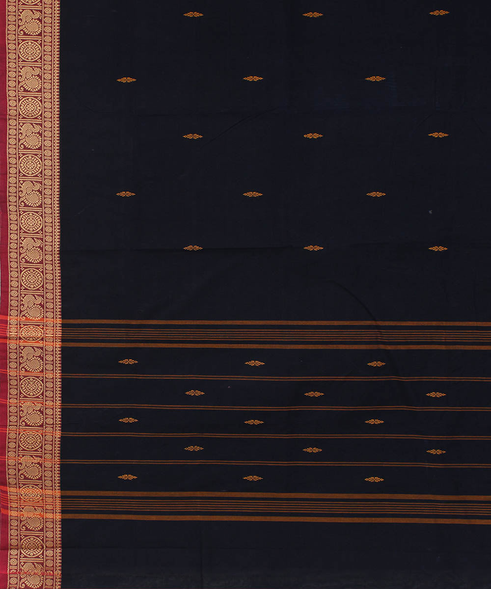 Navy Blue cotton handwoven venkatagiri saree