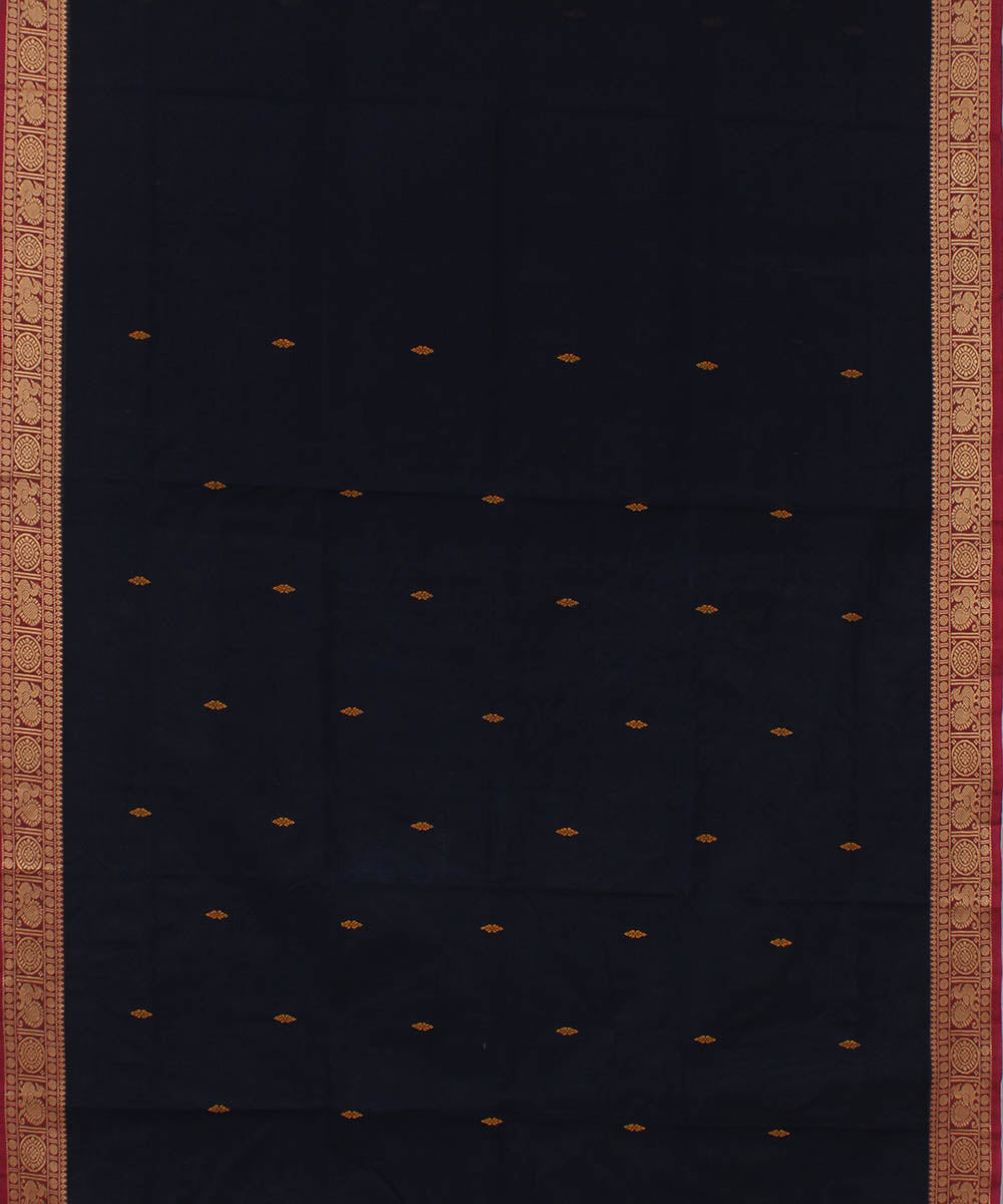 Navy Blue cotton handwoven venkatagiri saree
