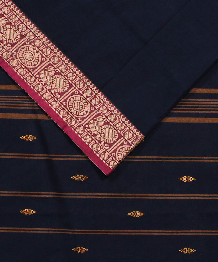 Navy Blue cotton handwoven venkatagiri saree