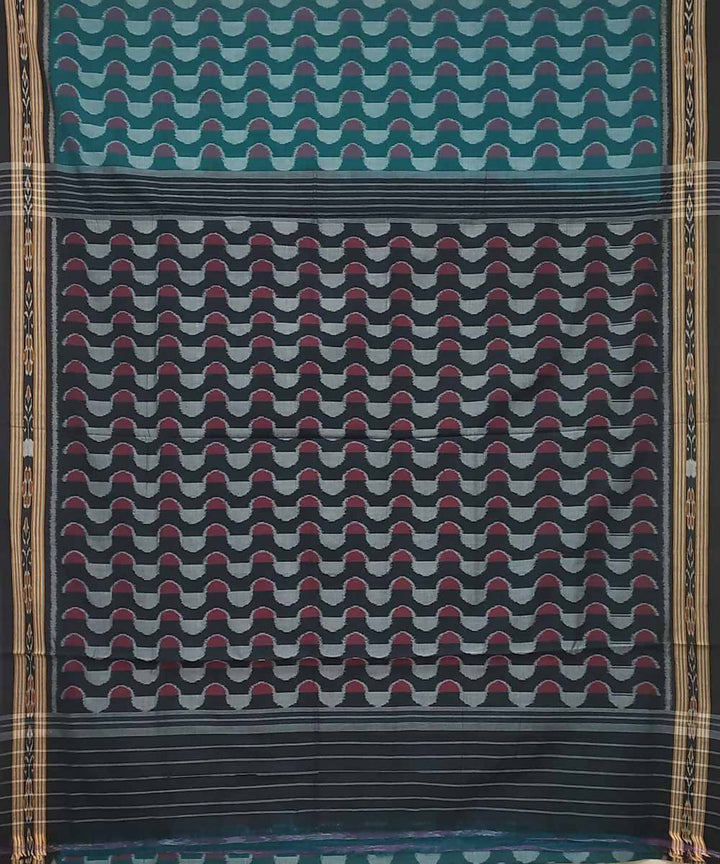 Castleton green blue handwoven cotton ikat nuapatna saree