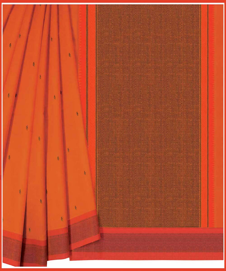 Orange handwoven paramakudi cotton saree