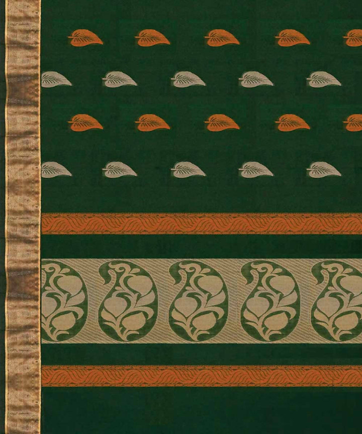 English green handwoven salem cotton saree