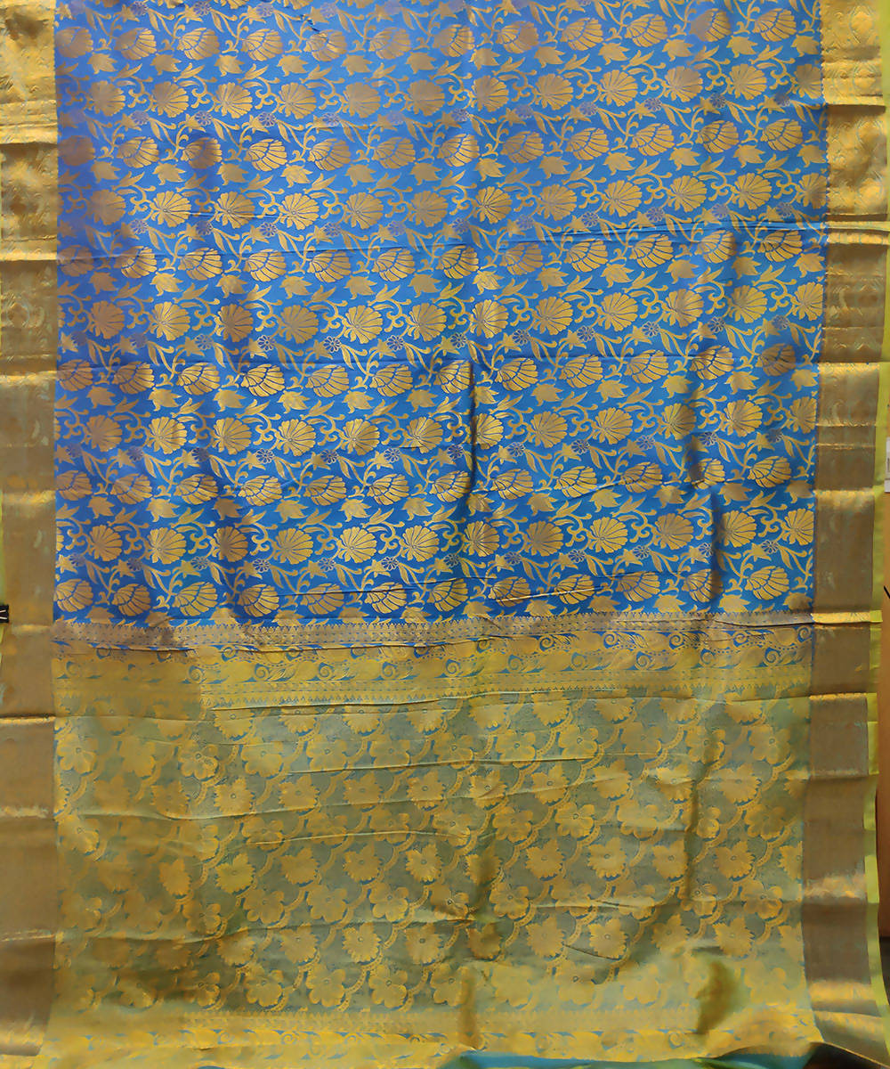 blue gold handwoven venkatagiri silk saree