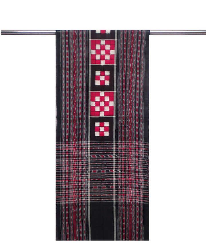 Black maroon handloom ikat cotton sambalpuri stole