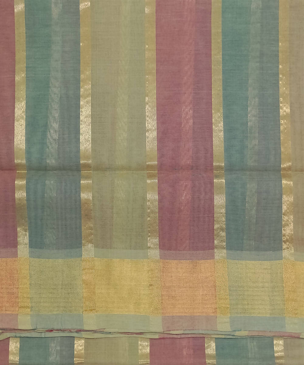 Multicolor stripes Handwoven Cotton Venkatagiri Saree