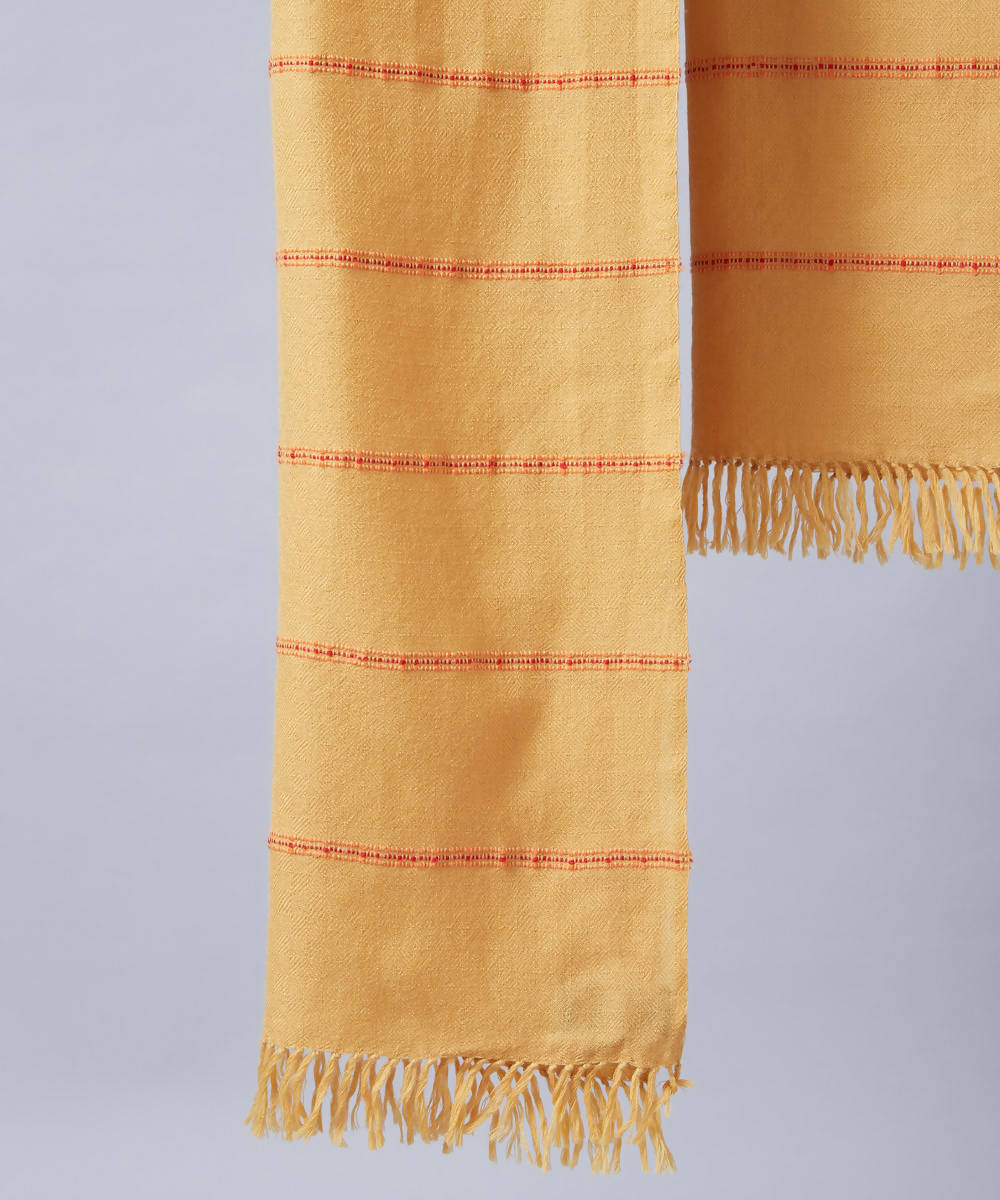 Yellow handwoven panchachuli wool lambswool scarf