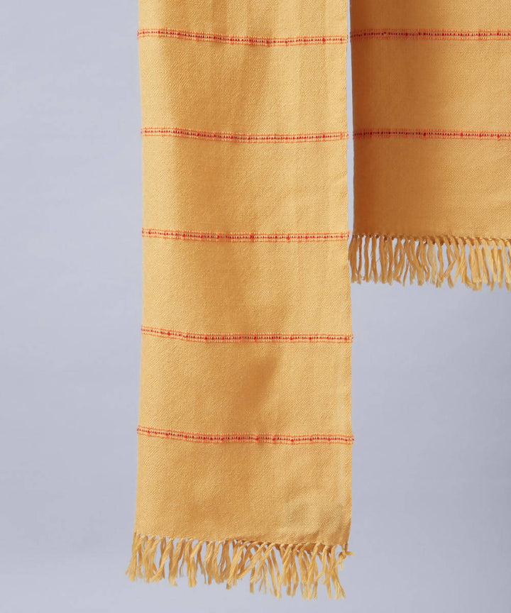 Yellow handwoven panchachuli wool lambswool scarf