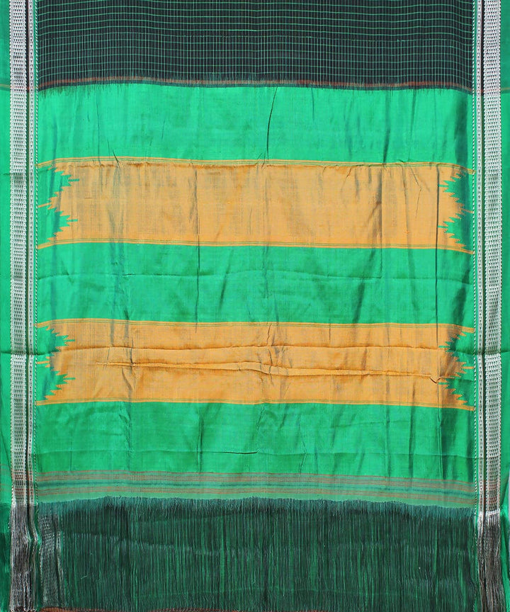 black green checks handwoven chikki paras border ilkal saree