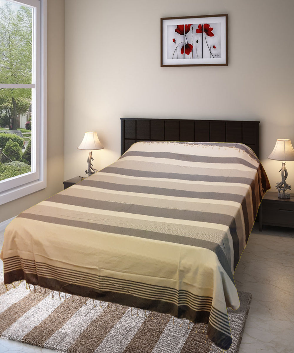 Grey white handspun turkish cotton double bedcover