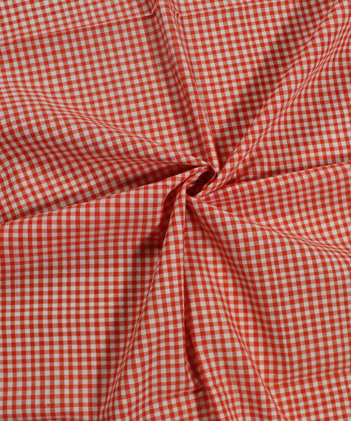 0.9m Handloom Orange White Check Mangalgiri Fabric