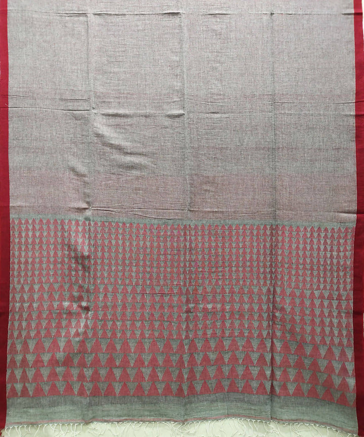 Grey handloom muslin cotton saree