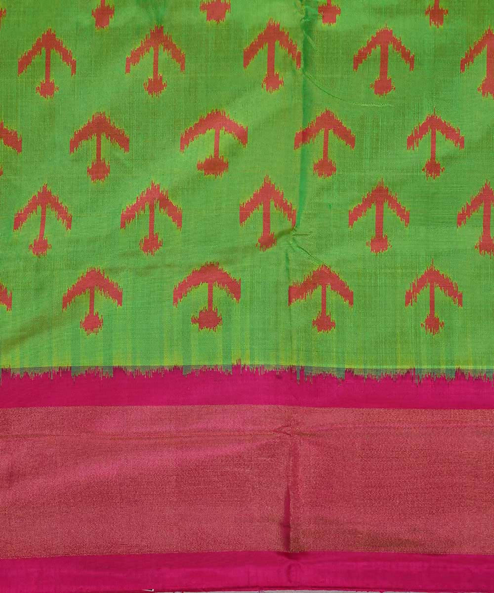 Parrot green handwoven silk ikat pochampally saree