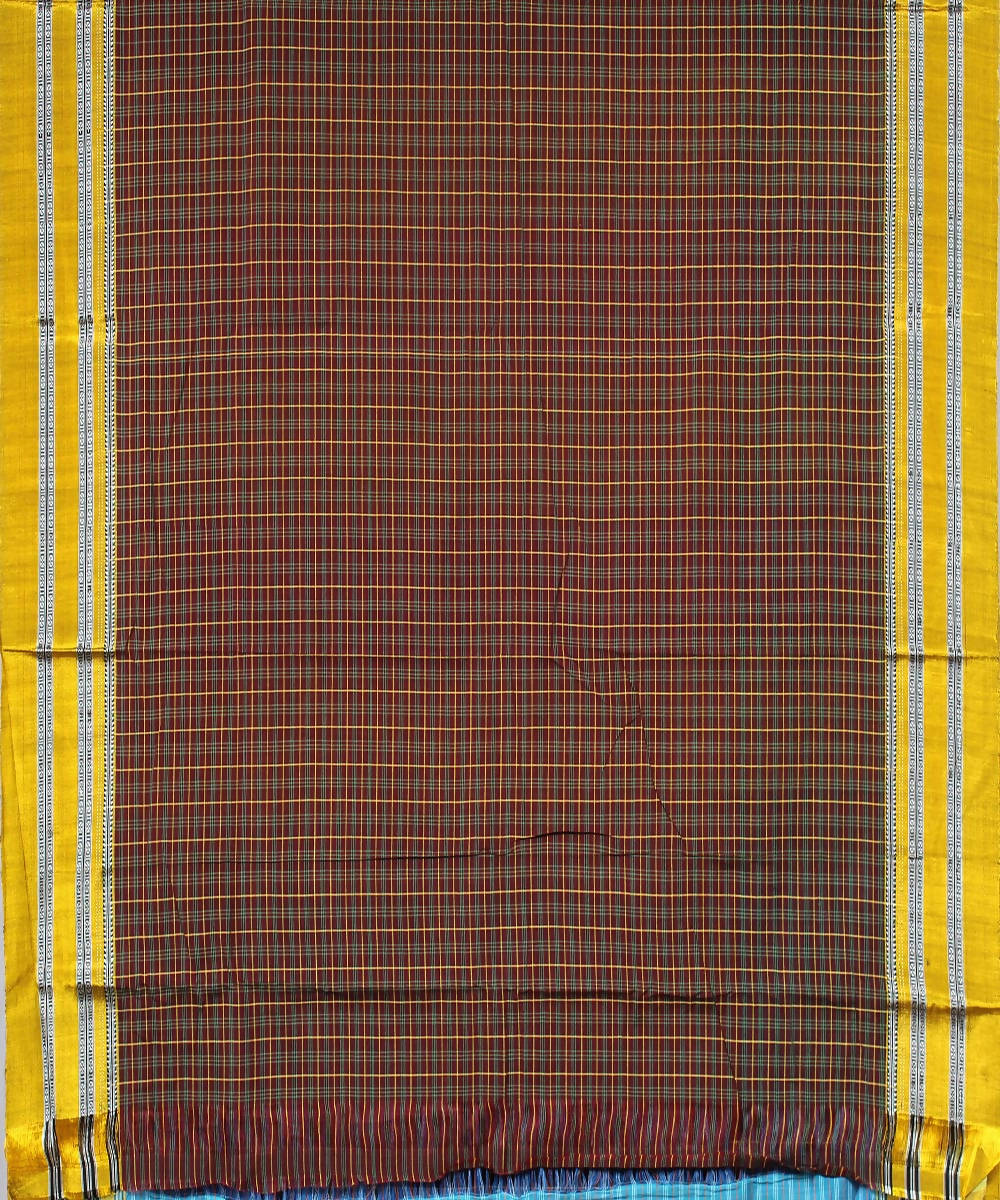 maroon green checks handwoven gomi teni border ilkal saree