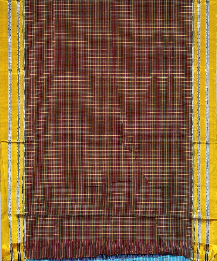 maroon green checks handwoven gomi teni border ilkal saree