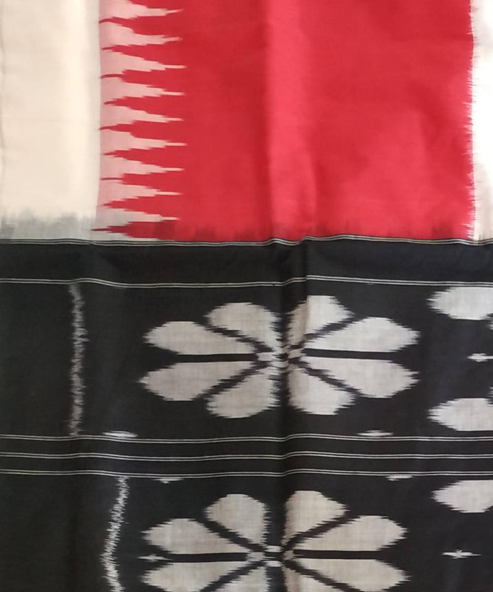 Red black ikkat cotton handwoven pochampally saree