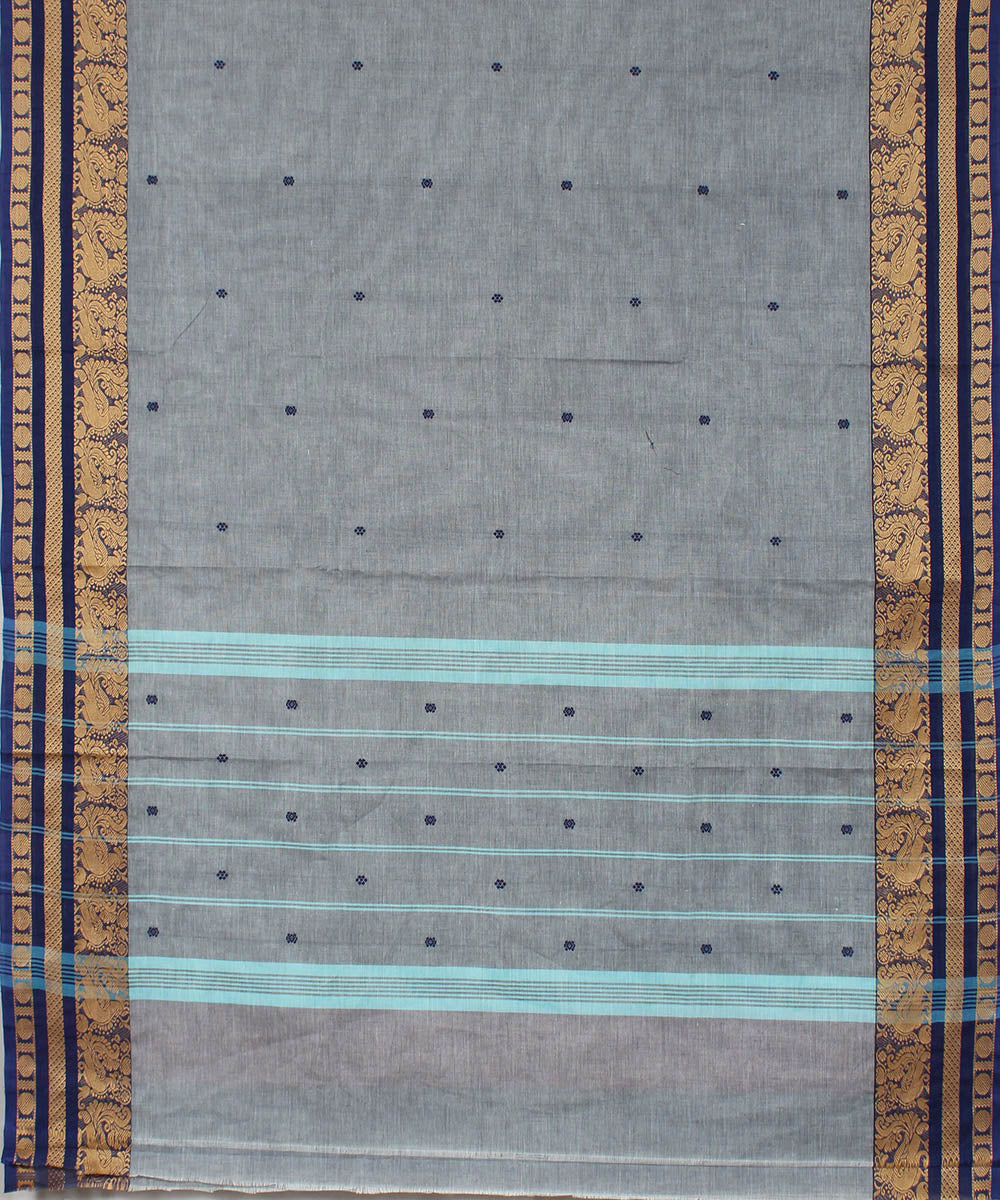 Pale grey cotton handloom venkatagiri saree