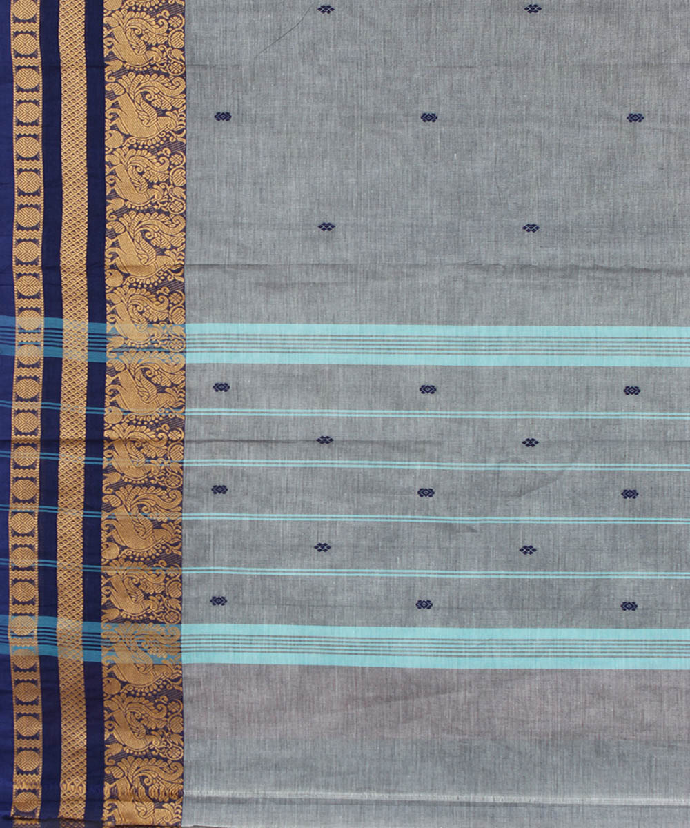 Pale grey cotton handloom venkatagiri saree