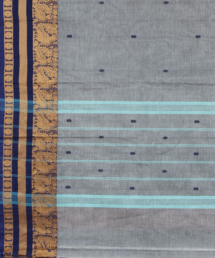 Pale grey cotton handloom venkatagiri saree