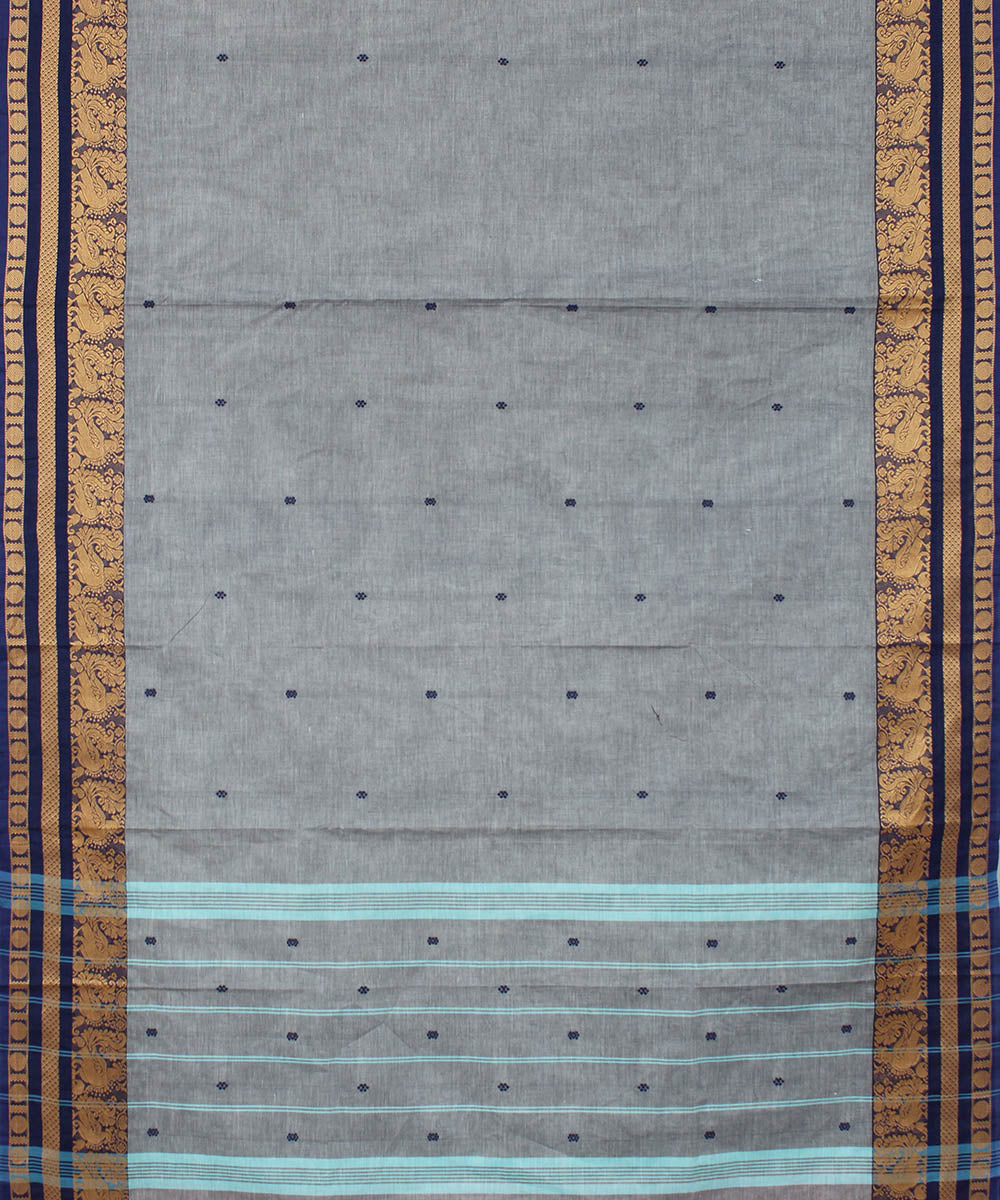 Pale grey cotton handloom venkatagiri saree