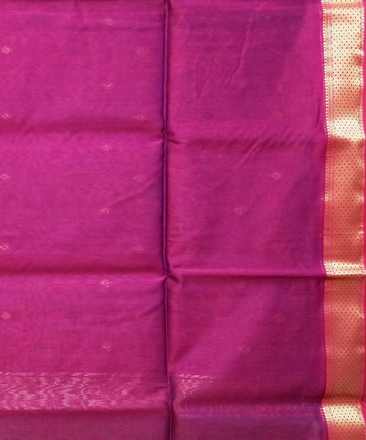 Dark green magenta handwoven cotton silk maheshwari saree