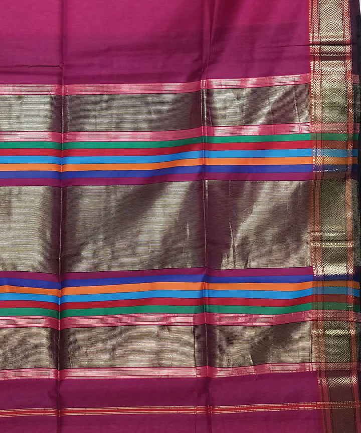 Magenta handloom cotton silk maheshwari saree