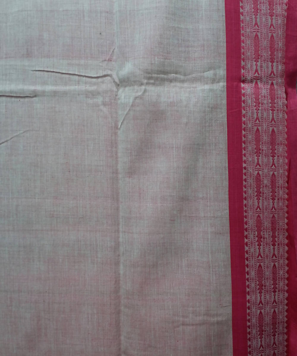 Bengal handspun handwoven cotton white and red saree