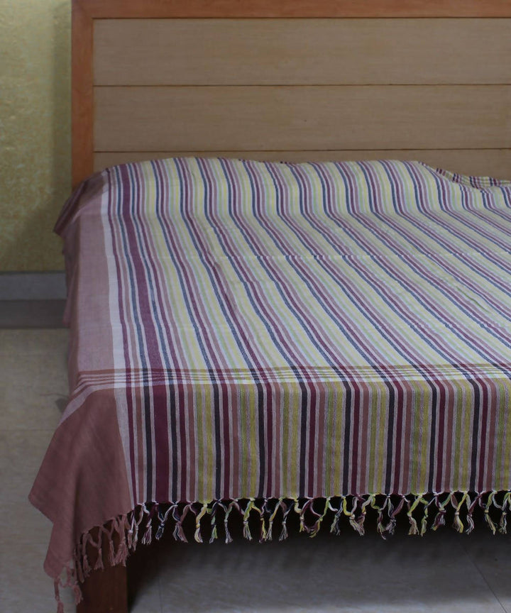 Multicolor Vertical Stripes Handloom Bedcover