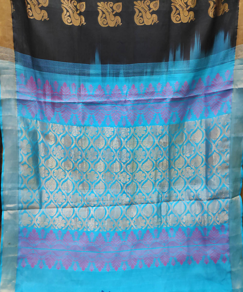 Black Handwoven Uppada Butta Work Cotton Silk Saree