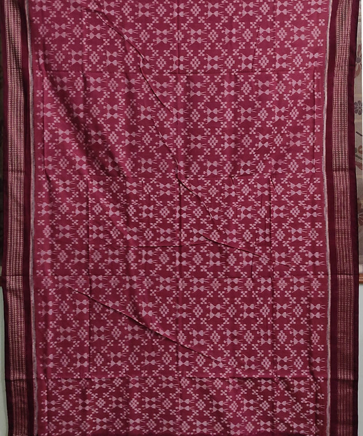 Pink maroon cotton handloom sambalpuri saree